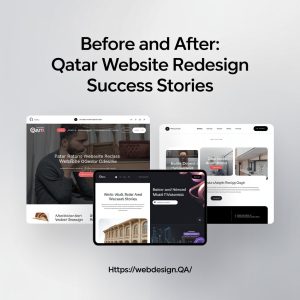 Modern Qatar business website redesign showcasing before and after transformation with improved user experience and professional layout